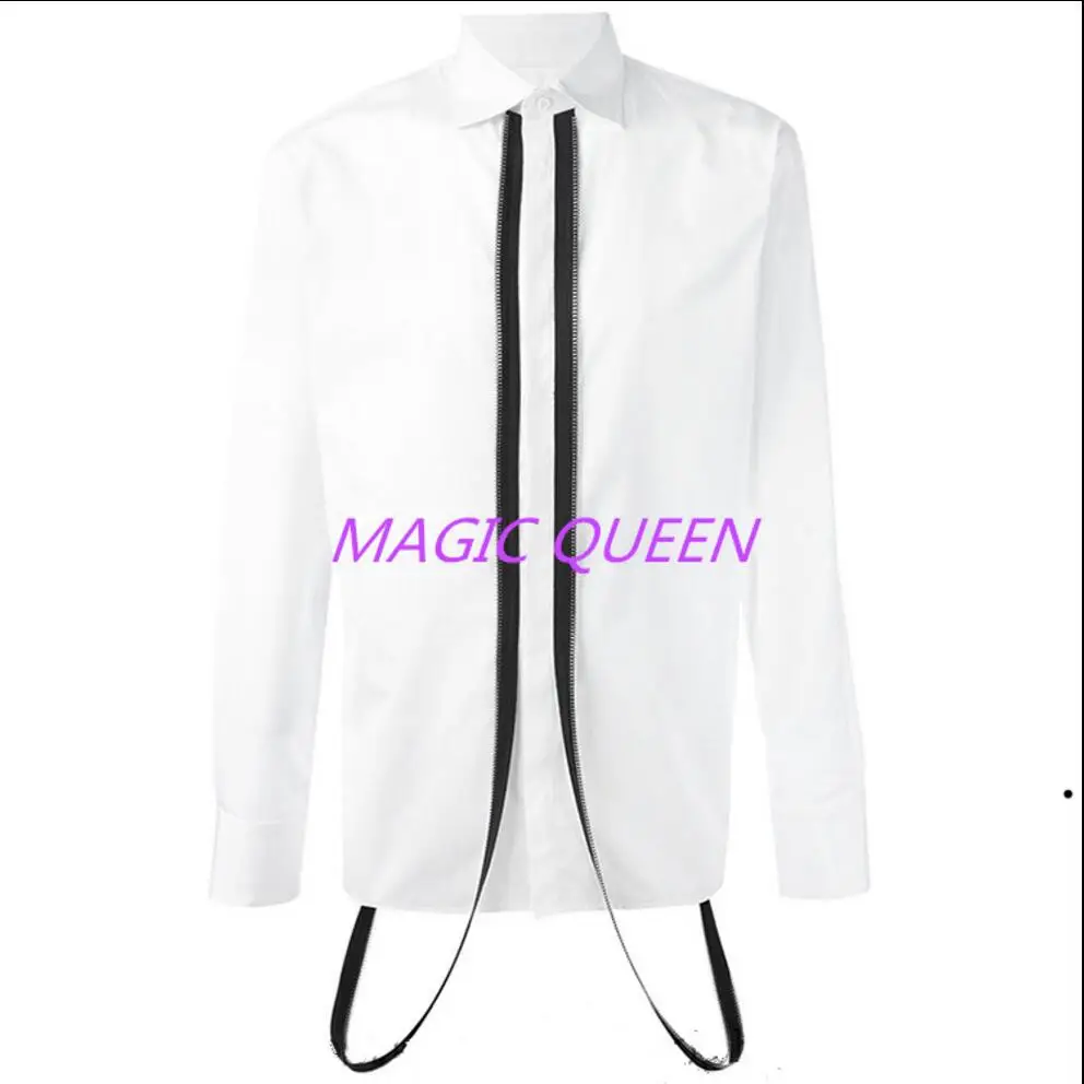 S-5xl Plus Size Men Clothing Long-sleeved White Slim Shirt Personalized Zipper Casual Top Bar Nightclub Singer Stage Costumes
S-5xl Plus Size Men Clothing Long-sleeved White Slim Shirt Personalized Zipper Casual Top Bar Nightclub Singer Stage Costumes