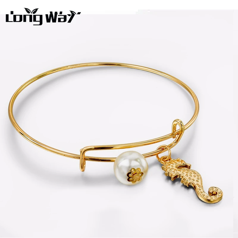 Бренд LongWay сплав гиппокамп животные железная проволока минималистичный золотой