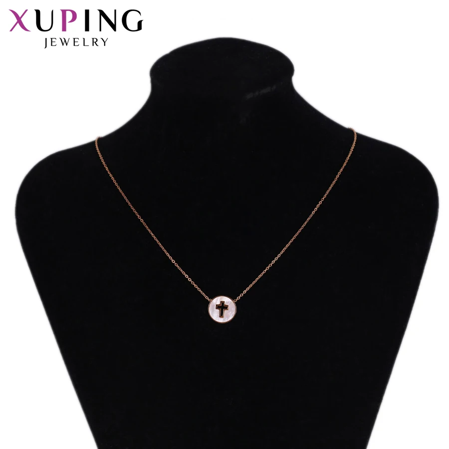 Ожерелье Xuping модное с узором в виде крестиков из розового золота покрытием