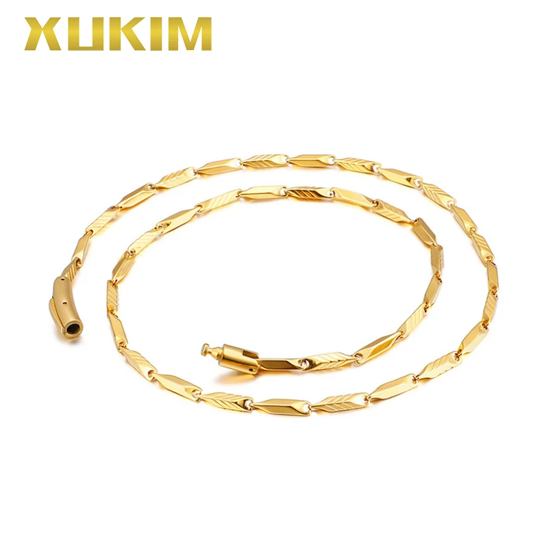 XCN204 Xukim Jewelry titanium steel bamboo gold color Link Chain necklace men fasion women chain 2019 new hot gift
XCN204 Xukim Jewelry titanium steel bamboo gold color Link Chain necklace men fasion women chain 2019 new hot gift