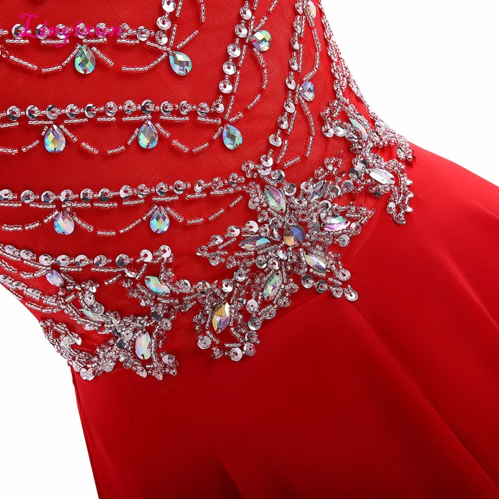 Linyixun настоящая фотография линия Выпускные платья с бисером кристалл Совок