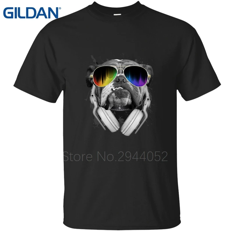Бульдог DJ Красная футболка тонкий скидка на продажу 2017 S ~ XXXL Camisa мужской круглый