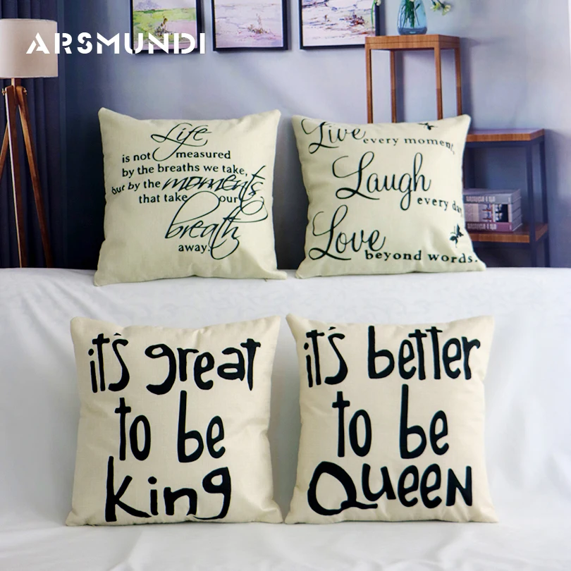 Fashion Simple Letter Cotton Linen Cushion Cover Sweet Pillow Case Love King Queen Christmas Decorations For Home Sofa Chair
Fashion Simple Letter Cotton Linen Cushion Cover Sweet Pillow Case Love King Queen Christmas Decorations For Home Sofa Chair