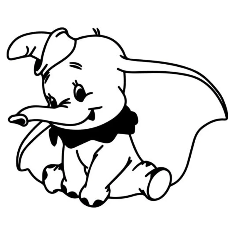 15cm*12.2cm Dumbo The Elephant Fashion Animal Car Sticker Vinyl Decal Black