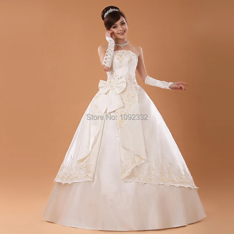 s 2016 new plus size stock bridal gown wedding dress bandage lacing satin bow floor-length princess lace up women A59
s 2016 new plus size stock bridal gown wedding dress bandage lacing satin bow floor-length princess lace up women A59