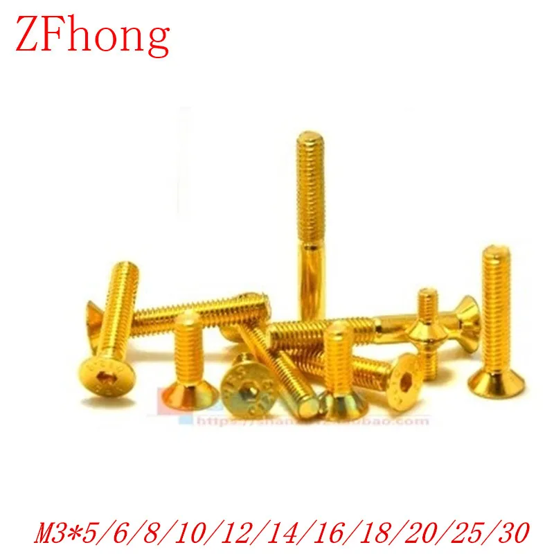 100pcs gloden colour DIN7991 M3*5/6/8/10/12/14/16/2025/30 steel titanium plated Hex Hexagon Socket Flat Head machine screw
100pcs gloden colour DIN7991 M3*5/6/8/10/12/14/16/2025/30 steel titanium plated Hex Hexagon Socket Flat Head machine screw