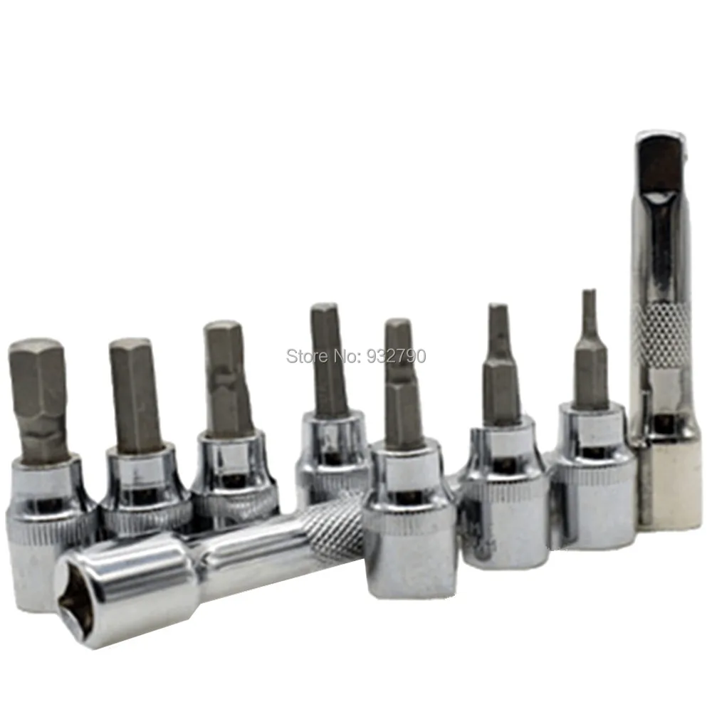 7pcs 3/8" Drive Hex Socket Key Bit Tool Socket Set Screwdriver Bit+ 2pcs 3"(75mm) 6"(150mm) Socket Extension Bar Adapter
7pcs 3/8" Drive Hex Socket Key Bit Tool Socket Set Screwdriver Bit+ 2pcs 3"(75mm) 6"(150mm) Socket Extension Bar Adapter