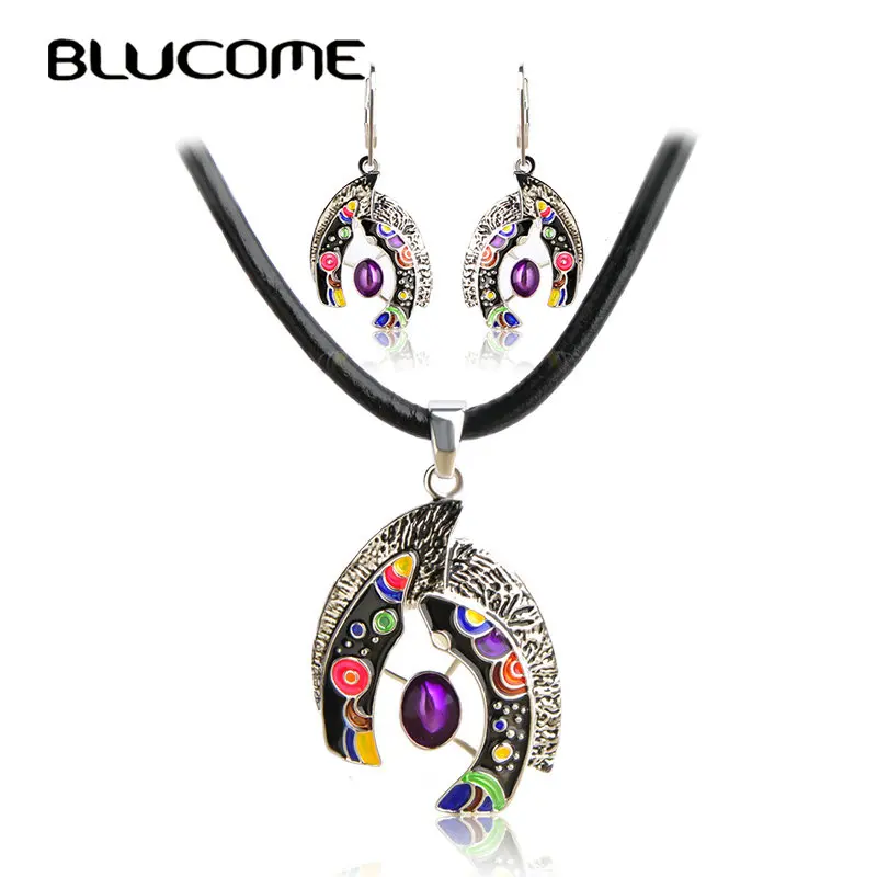 Blucome Vintage Colorful Enamel Necklace Earrings Set Rope Chain Pendant Colar Drop Earrings Women Bridals Wedding Jewelry Sets
Blucome Vintage Colorful Enamel Necklace Earrings Set Rope Chain Pendant Colar Drop Earrings Women Bridals Wedding Jewelry Sets