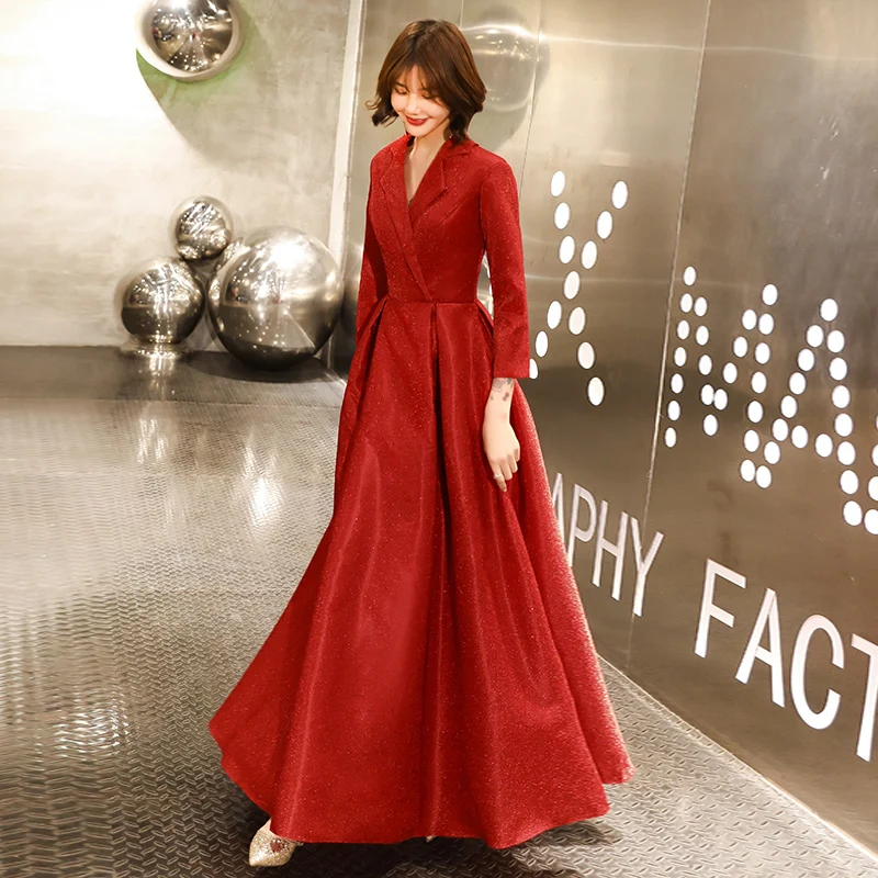 Robe De Soiree Evening Dress 2021 Burgundy V Neck Long Sleeve Formal Party Evening dresses Gown Long vestido de festa LYFY138
Robe De Soiree Evening Dress 2021 Burgundy V Neck Long Sleeve Formal Party Evening dresses Gown Long vestido de festa LYFY138