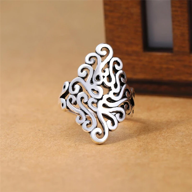 Sole Memory Retro Thai Silver Palace Pattern Exquisite Personality Silver Color Female Resizable Opening Rings SRI318
Sole Memory Retro Thai Silver Palace Pattern Exquisite Personality Silver Color Female Resizable Opening Rings SRI318
