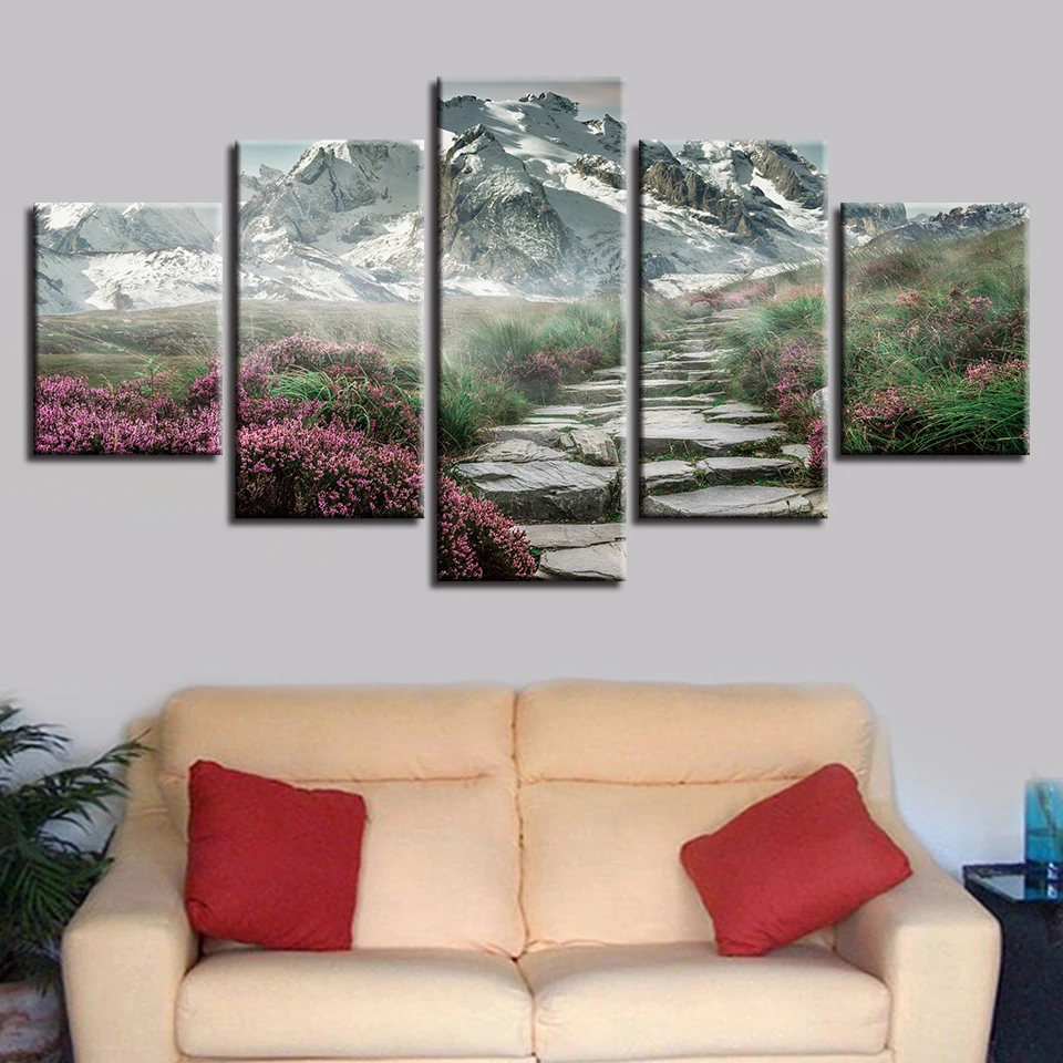 Pictures HD Printing On Canvas Decor Wall Art Home Bedroom 5 Pieces Mountain And Path Flowers Landscape Poster Modular Paintings
Pictures HD Printing On Canvas Decor Wall Art Home Bedroom 5 Pieces Mountain And Path Flowers Landscape Poster Modular Paintings