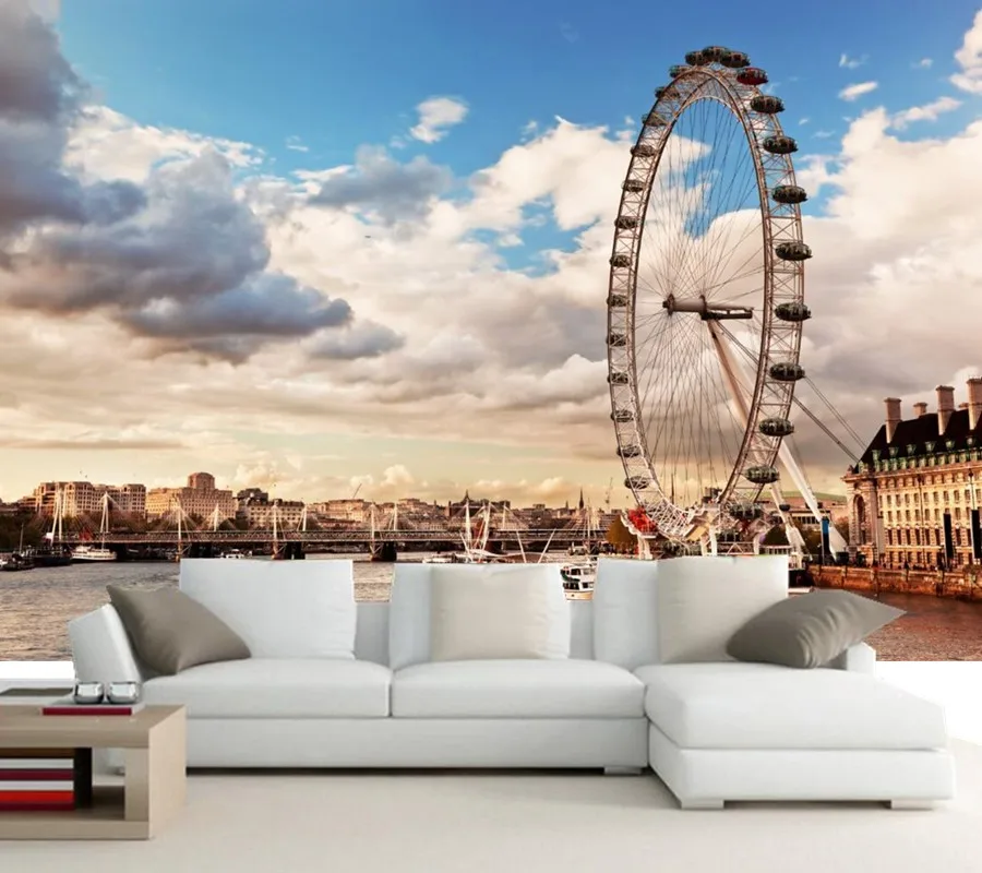 Custom London Ferris wheel Clouds Thames River Cities papel de parede,living room TV siofa wall bedroom photo mural wallpaper
Custom London Ferris wheel Clouds Thames River Cities papel de parede,living room TV siofa wall bedroom photo mural wallpaper
