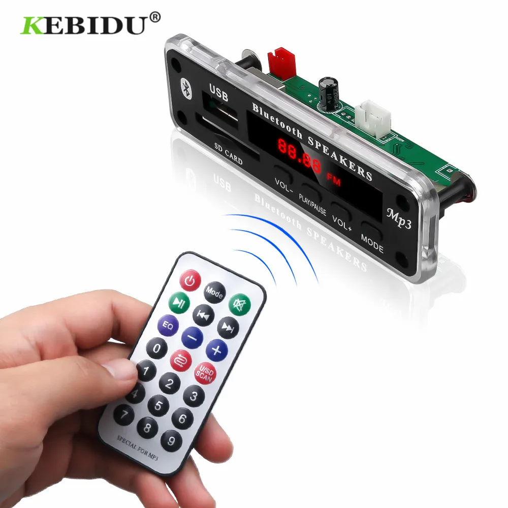 KEBIDU 5 в 12 В Bluetooth MP3 WMA декодер плата аудио модуль цветной экран Поддержка USB SD AUX FM