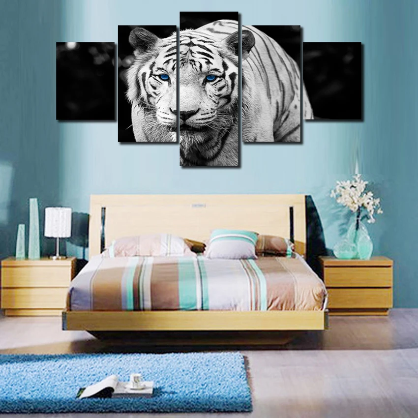 Фото 5 шт. абстрактная картина с изображением белого тигра без рамки | Дом и сад