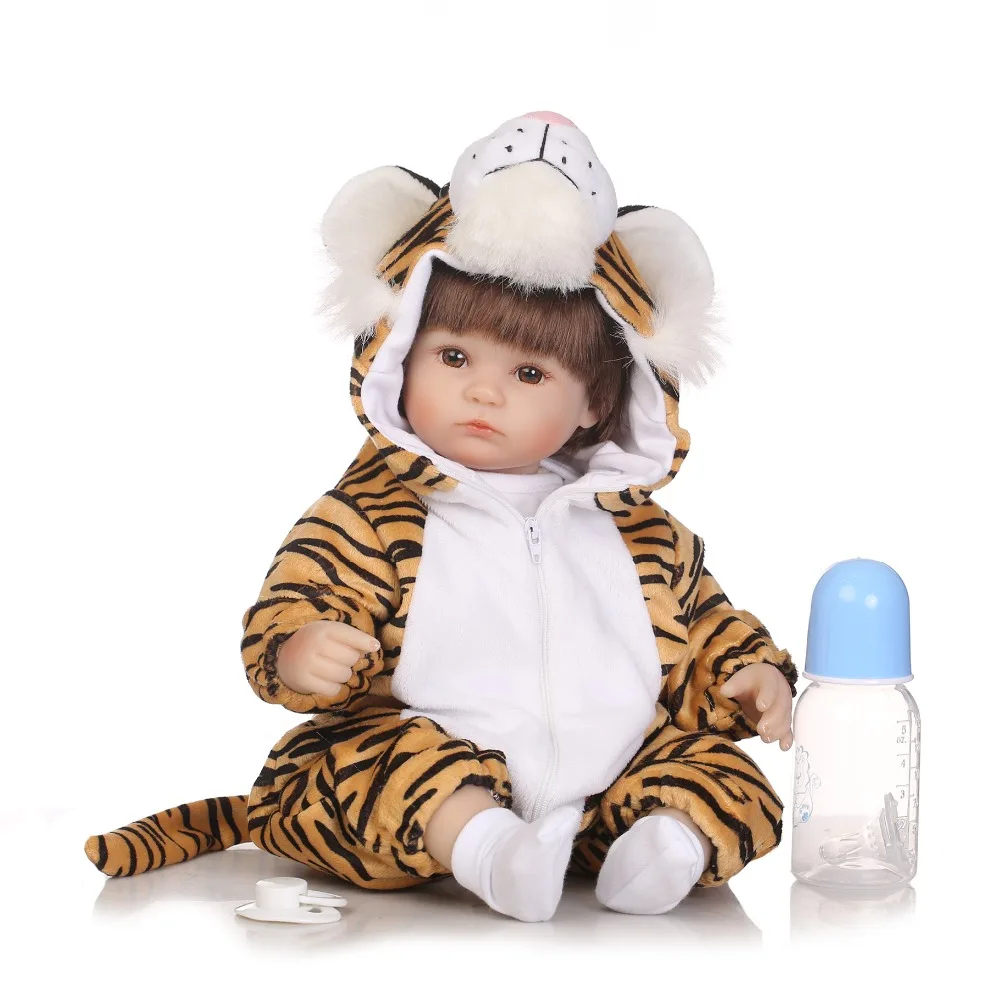 40cm Silicone Reborn Baby Doll tiger plush doll reborn Girls 18" Alive baby dolls bebe child bonecas | Игрушки и хобби
