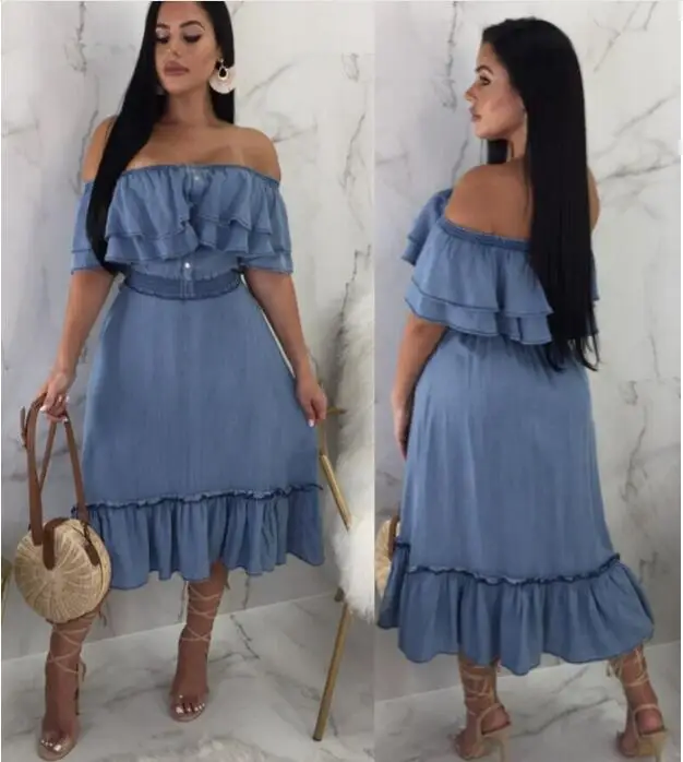 Off Shoulder Ruffle Demin Dress 2022 New Women Summer Slash Neck Tunic Bodycon Dresses Casual Sexy Beach Vestidos
Off Shoulder Ruffle Demin Dress 2022 New Women Summer Slash Neck Tunic Bodycon Dresses Casual Sexy Beach Vestidos