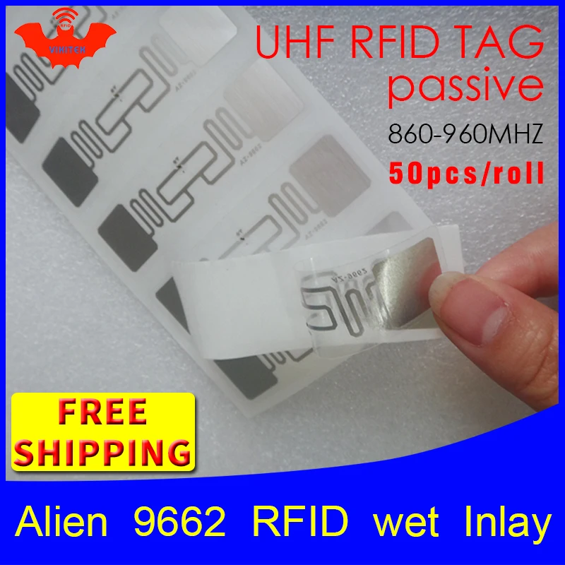 Rfid метка UHF наклейка Alien 9662 влажная инкрустация 915mhz868mhz 860 960MHZ Higgs3 EPC 6C 50 шт.