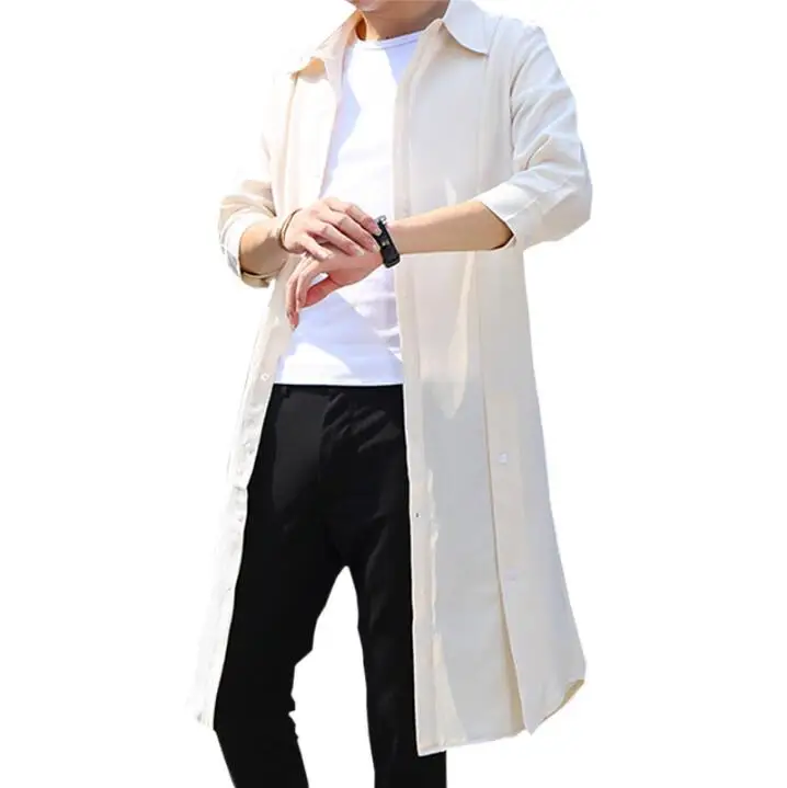 M-4XL Summer New men's long linen shirt Korean long section shirt seven-point sleeve nightclub hair stylist sun protection cloth
M-4XL Summer New men's long linen shirt Korean long section shirt seven-point sleeve nightclub hair stylist sun protection cloth