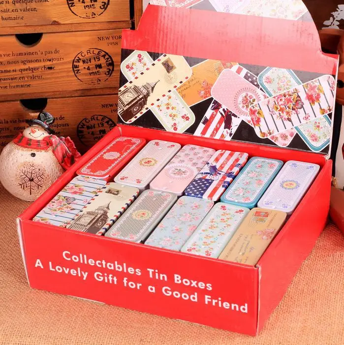 48pc/box Mini Tin Box Rectangle Small Metal Coin Saver Jewerly Case Flower Painting Pill case Candy Can 12design
48pc/box Mini Tin Box Rectangle Small Metal Coin Saver Jewerly Case Flower Painting Pill case Candy Can 12design