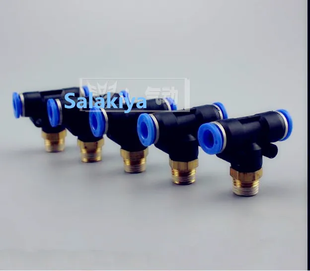 

5pcs T-junction Pneumatic Fittings 3Way External Thread 1/2" Connect 12mm Quick Pneumatic Connector Rapid Push Pipe Fittings