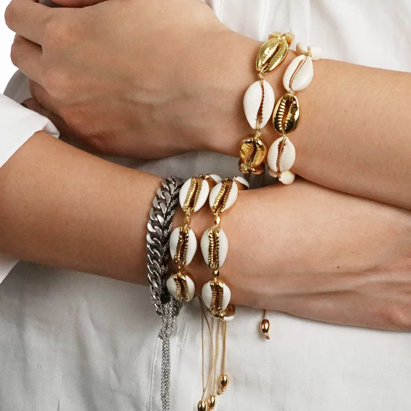 1pc Gold Color Cowrie Shell Bracelets Women Delicate Rope Chain Bracelet Beads Charm Bracelet Bohemian Beach Jewelry Couple Gift
1pc Gold Color Cowrie Shell Bracelets Women Delicate Rope Chain Bracelet Beads Charm Bracelet Bohemian Beach Jewelry Couple Gift
