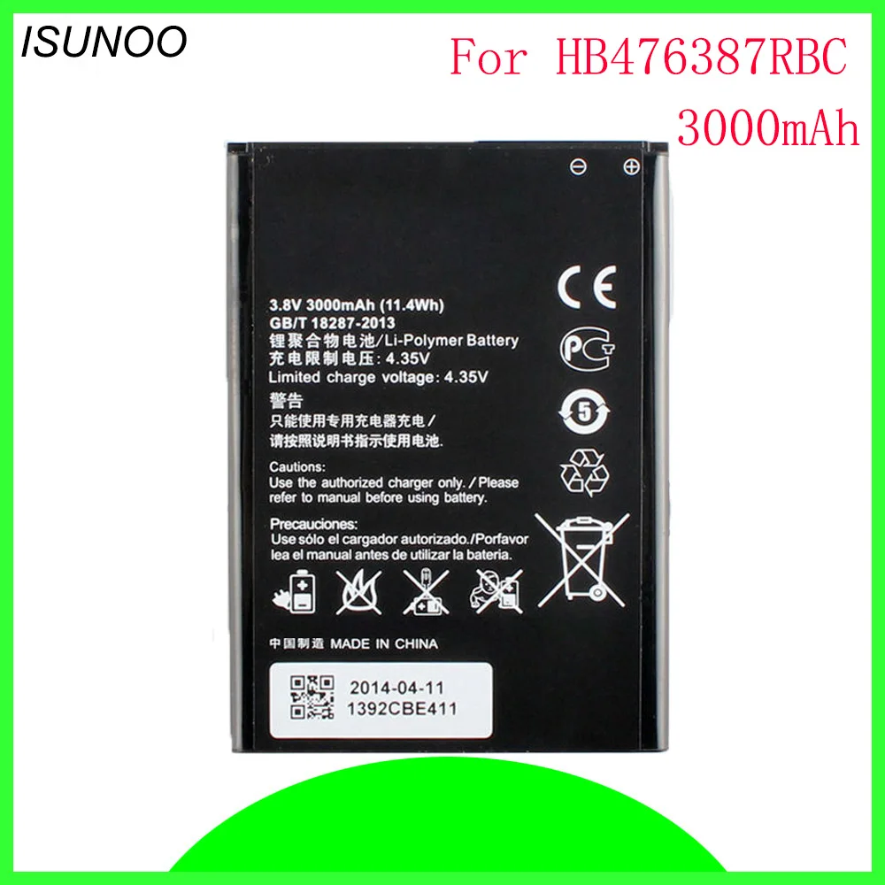 Сменный аккумулятор ISUNOO HB476387RBC 3000 мАч для Huawei Honor 3X G750 B199, аккумуляторы для сотовых телефонов
Сменный аккумулятор ISUNOO HB476387RBC 3000 мАч для Huawei Honor 3X G750 B199, аккумуляторы для сотовых телефонов
