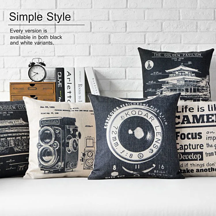 Vintage Decorative Pillows Retro Camera Cushion Cover Home Decor Black White Linen Throw Pillows Cases For Sofa 45x45cm
Vintage Decorative Pillows Retro Camera Cushion Cover Home Decor Black White Linen Throw Pillows Cases For Sofa 45x45cm