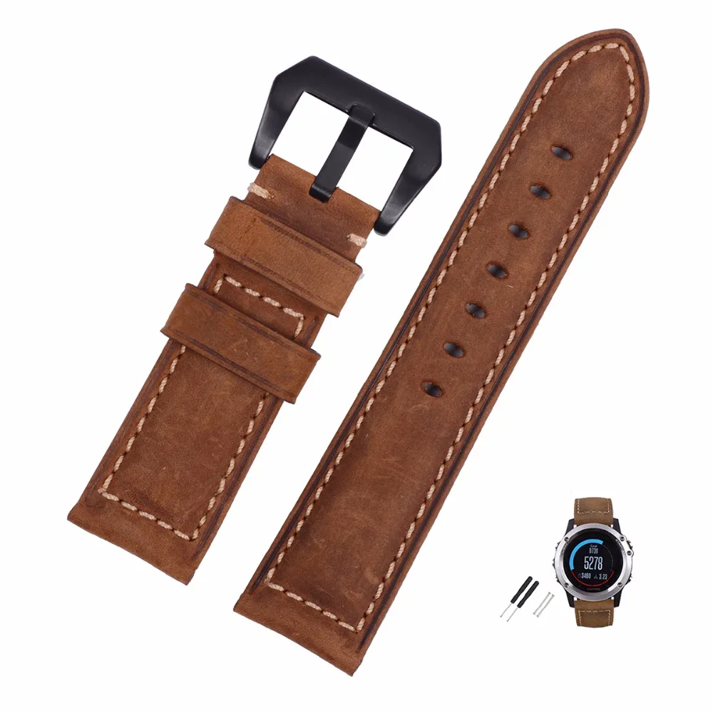 EACHE 26mm Handmade Matte Vintage Genuine Leather Watchband Replacement Watch Strap Fit For Garmin Fenix 3 Silver Black Buckle
EACHE 26mm Handmade Matte Vintage Genuine Leather Watchband Replacement Watch Strap Fit For Garmin Fenix 3 Silver Black Buckle