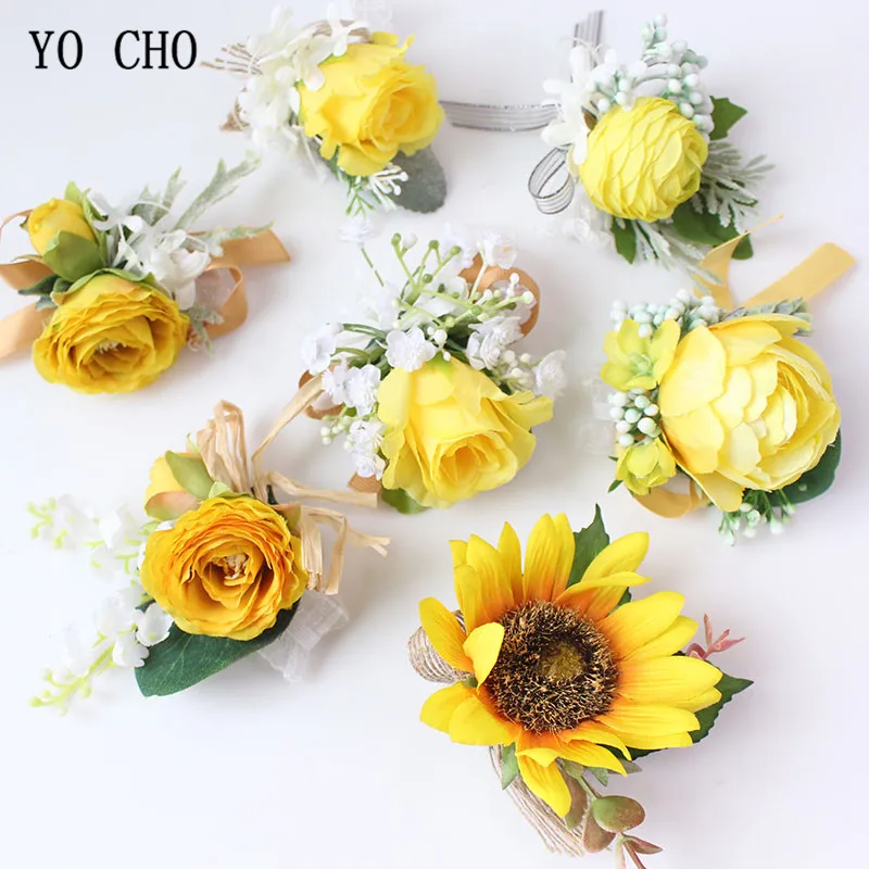 YO CHO Silk Rose Bride Boutonnieres and Wrist Corsages Yellow Flowers Sunflowers Bracelet Boutonnieres Marriage Wedding Supplies
YO CHO Silk Rose Bride Boutonnieres and Wrist Corsages Yellow Flowers Sunflowers Bracelet Boutonnieres Marriage Wedding Supplies