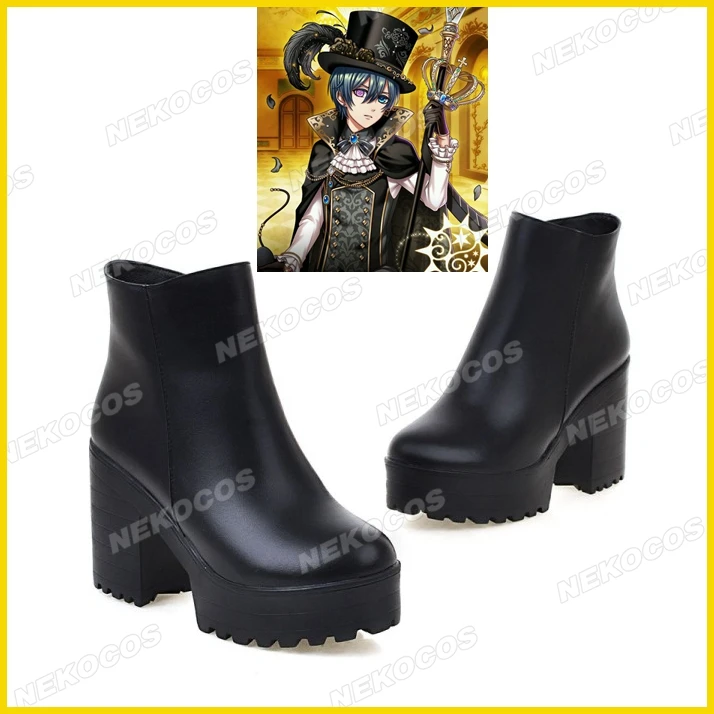 Женская Черная Обувь для косплея|ciel phantomhive cosplay shoes|ciel shoesshoes black |