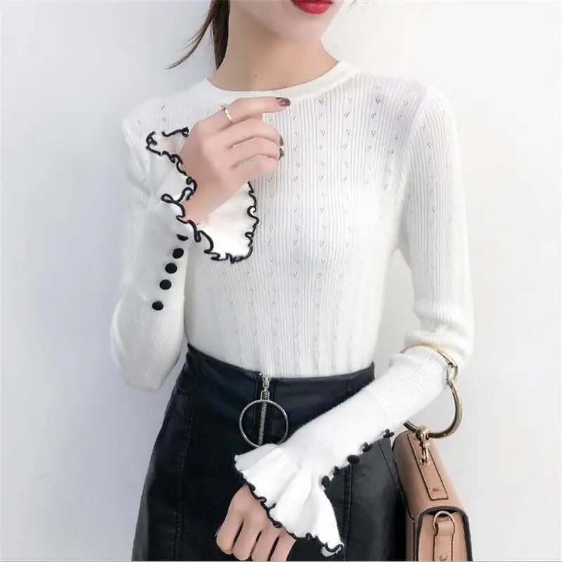 women's clothing 2019 new arrival women spring autumn o-neck flare sleeve knitted sweaters ladies buttons pullovers 4 colors
women's clothing 2019 new arrival women spring autumn o-neck flare sleeve knitted sweaters ladies buttons pullovers 4 colors