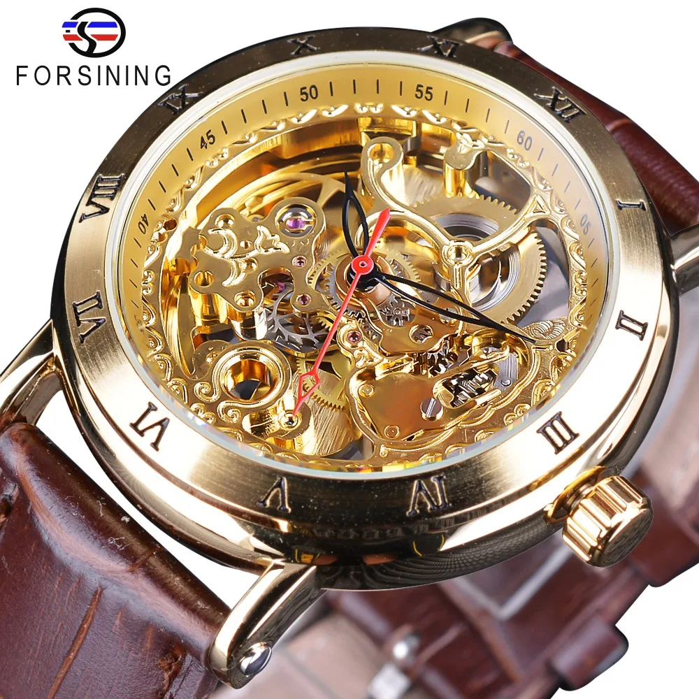 Forsining Retro Roman Number Brown Leather Royal Flower Mechanical Skeleton Transparent Mens Automatic Watches Top Brand Luxury
Forsining Retro Roman Number Brown Leather Royal Flower Mechanical Skeleton Transparent Mens Automatic Watches Top Brand Luxury