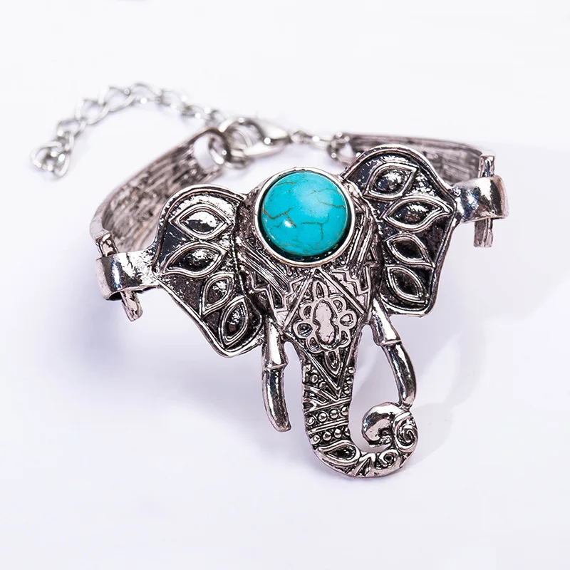 Round Crack Blue Stone on Head Vintage Boho Elephant Retro Silver Plated Ethnic Bracelets & Bangles for Women
Round Crack Blue Stone on Head Vintage Boho Elephant Retro Silver Plated Ethnic Bracelets & Bangles for Women