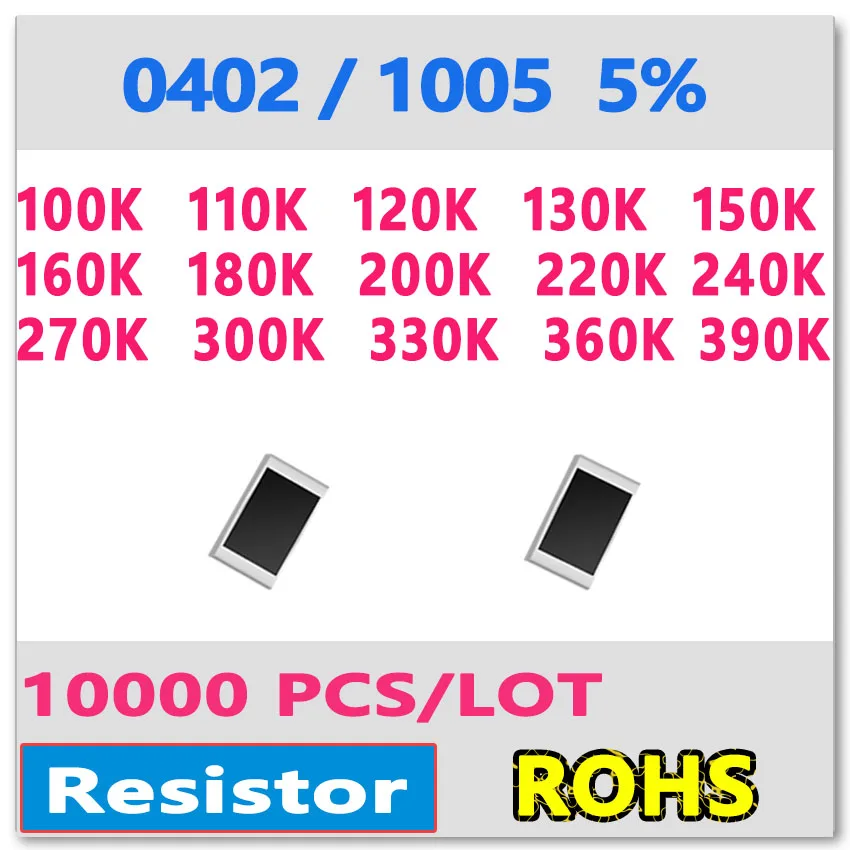 JASNPROSMA 0402 J 5% 10000pcs 100K 110K 120K 130K 150K 160K 180K 200K 220K 240K 270K 300K 330K 360K 390K 1005 K smd Ом резистор
JASNPROSMA 0402 J 5% 10000pcs 100K 110K 120K 130K 150K 160K 180K 200K 220K 240K 270K 300K 330K 360K 390K 1005 K smd Ом резистор