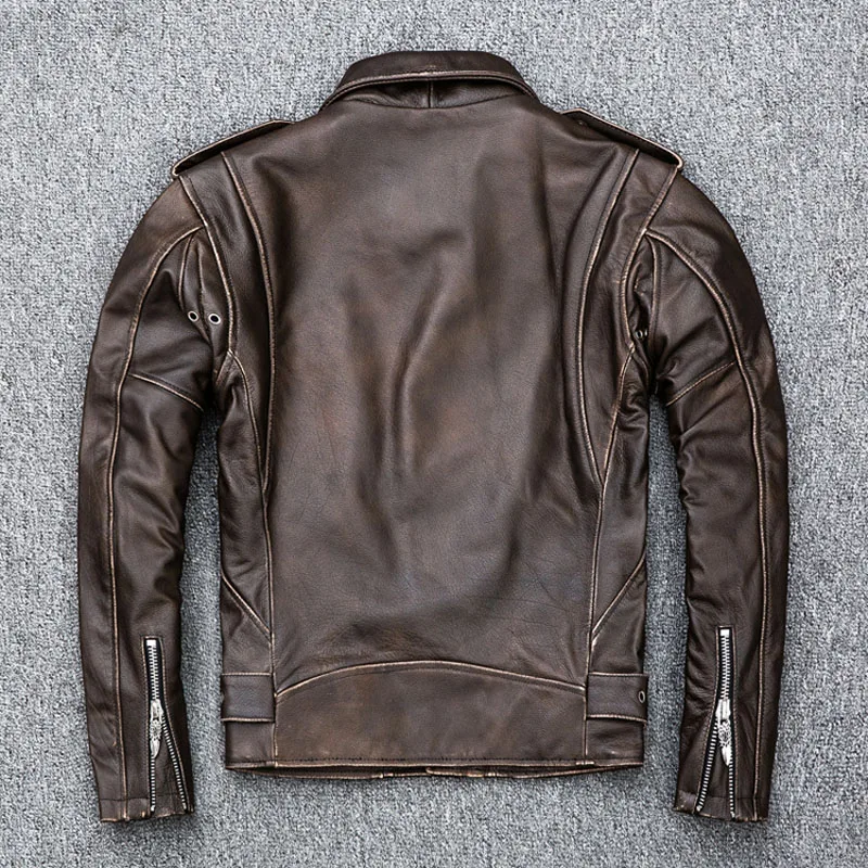 MAPLESTEED Brown Distressed Motorcycle Jacket Men 100% Calf Skin Classic Slim Leather Jacket Man Moto Biker Coat Winter 5XL M190
MAPLESTEED Brown Distressed Motorcycle Jacket Men 100% Calf Skin Classic Slim Leather Jacket Man Moto Biker Coat Winter 5XL M190