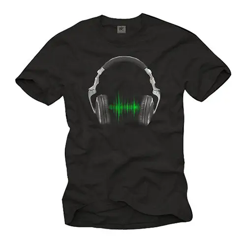 Винтажная электро DJ Мужская музыкальная рубашка с наушниками коротким рукавом