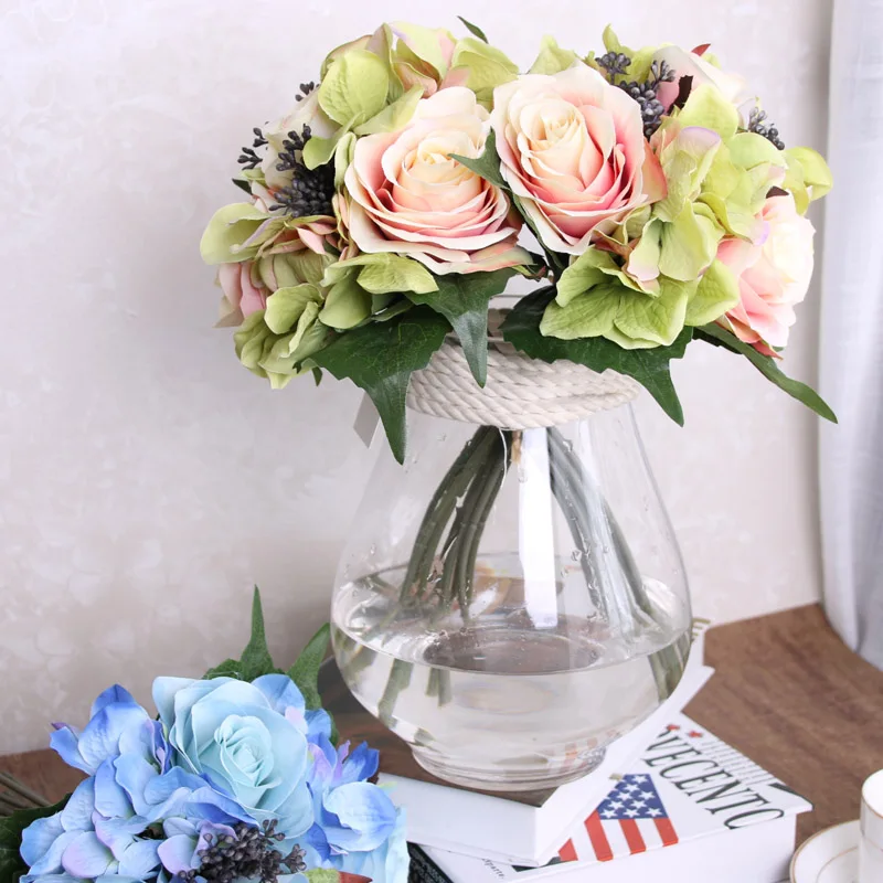 9pcs Artificial Rose Flowers Rose Hydrangea Silk Flower Bridal Bouquet DIY Wreath For Wedding Home Party Decoration
9pcs Artificial Rose Flowers Rose Hydrangea Silk Flower Bridal Bouquet DIY Wreath For Wedding Home Party Decoration