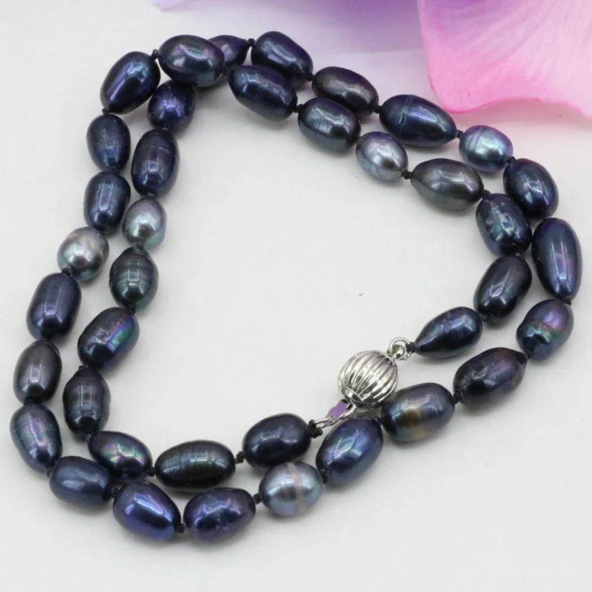 8-9mm rice shape black white natural pearl freshwater cultured beads necklace for women lady high grade gifts chain 18inch B3237
8-9mm rice shape black white natural pearl freshwater cultured beads necklace for women lady high grade gifts chain 18inch B3237