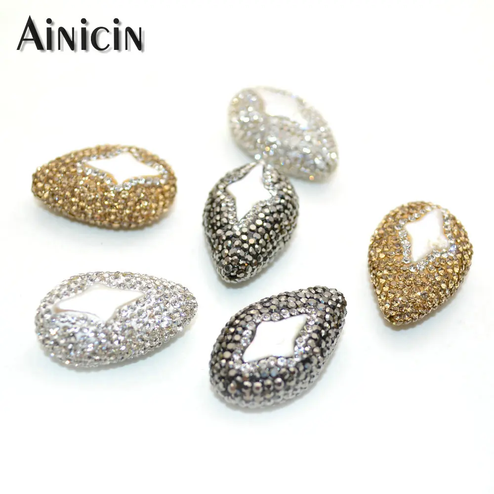New Design Gold Black White Rhinestone Crystal Paved Water Drop Star Shape DIY Jewelry Making Loose Beads 10pcs
New Design Gold Black White Rhinestone Crystal Paved Water Drop Star Shape DIY Jewelry Making Loose Beads 10pcs