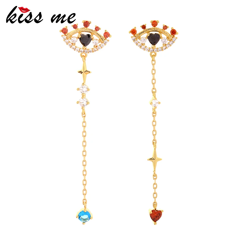 KISS ME Asymmetric Exquisite Zircon Evil Eye Drop Earrings For Women Long Chain Brass Dangle Earrings Fashion Jewelry Accessory
KISS ME Asymmetric Exquisite Zircon Evil Eye Drop Earrings For Women Long Chain Brass Dangle Earrings Fashion Jewelry Accessory