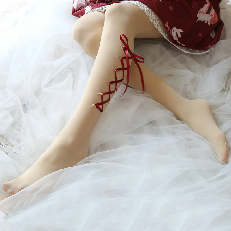 Spring Autumn Lolita Women Tights Japanese Style Warm Velvet Sweet Cross Bandage Tights Pantyhose Cute Anime Cosplay Pantyhose
Spring Autumn Lolita Women Tights Japanese Style Warm Velvet Sweet Cross Bandage Tights Pantyhose Cute Anime Cosplay Pantyhose