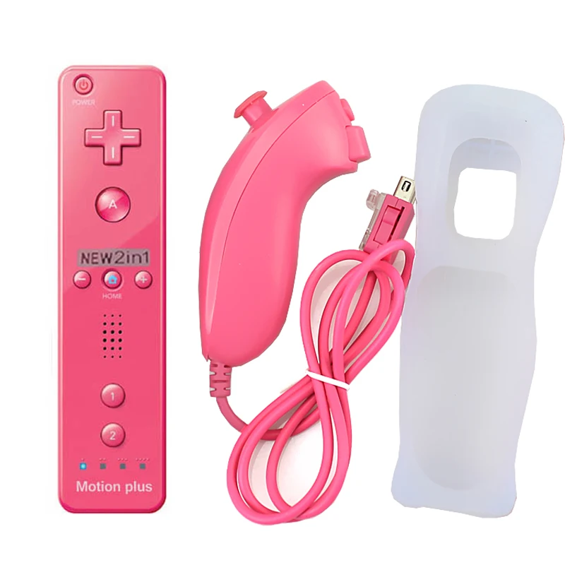 Wireless Games Remote Controller Pink 2 in 1 Built in Motion Plus for Wii Nunchuck for Nintendo Wii Controle Silicone Soft Case
Wireless Games Remote Controller Pink 2 in 1 Built in Motion Plus for Wii Nunchuck for Nintendo Wii Controle Silicone Soft Case