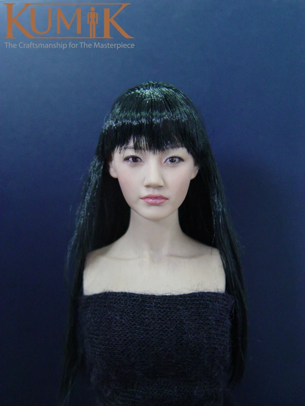 

Custom 1:6 KUMIK 038 Female Girl head Sculpt carve Fit 12" Phicen/HT Toys/TTL/Jodoll Action Figure self Prune Hair curtain