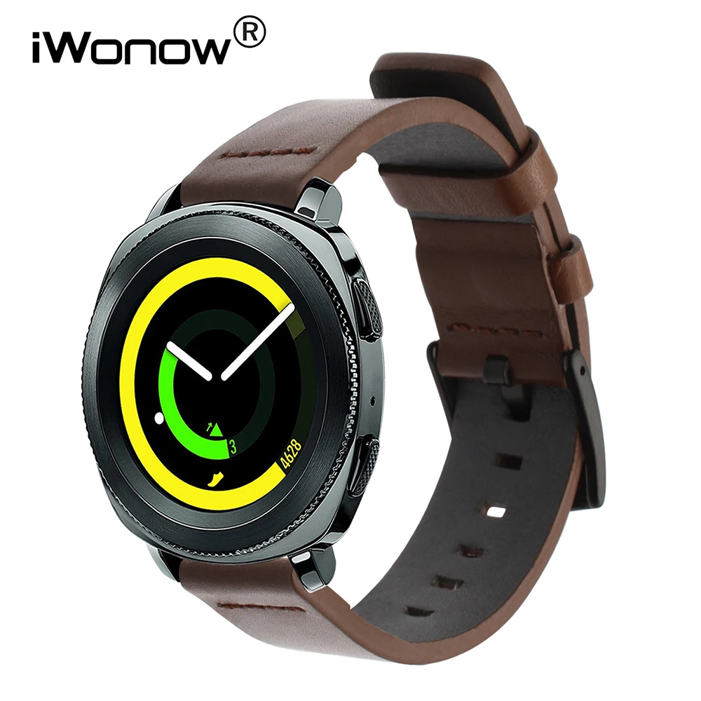 Итальянский ремешок для часов из натуральной кожи 20 мм + инструмент Samsung Gear Sport