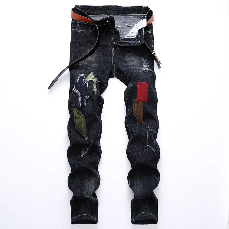 Men Biker Jeans Trousers Brand Ripped Hole Jeans Mens Slim Fit Straight Denim Man Designer Patchwork Pants Homme Vaqueros Hombre
Men Biker Jeans Trousers Brand Ripped Hole Jeans Mens Slim Fit Straight Denim Man Designer Patchwork Pants Homme Vaqueros Hombre