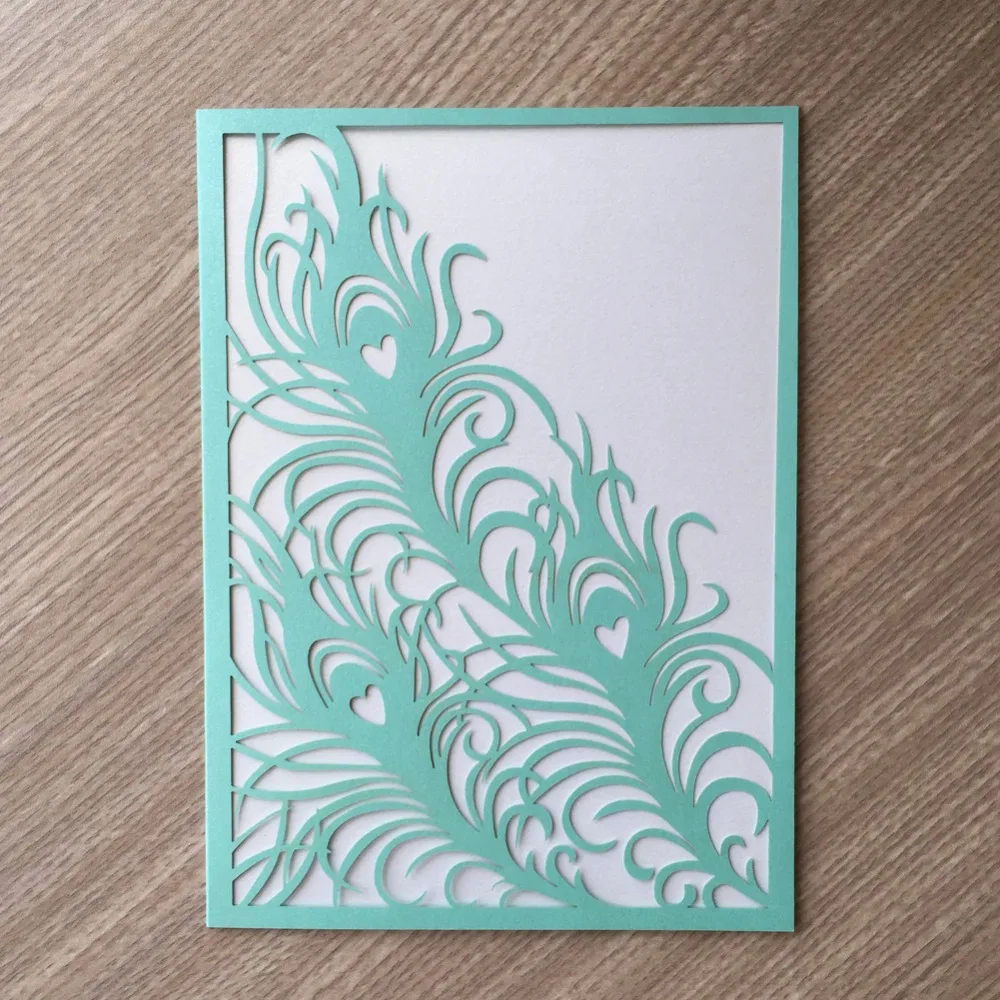 100pcs Wedding Party Invitation Card Laser Cut Delicate Feather Pattern Glossy paper Wedding Invitations Party Supplies
100pcs Wedding Party Invitation Card Laser Cut Delicate Feather Pattern Glossy paper Wedding Invitations Party Supplies