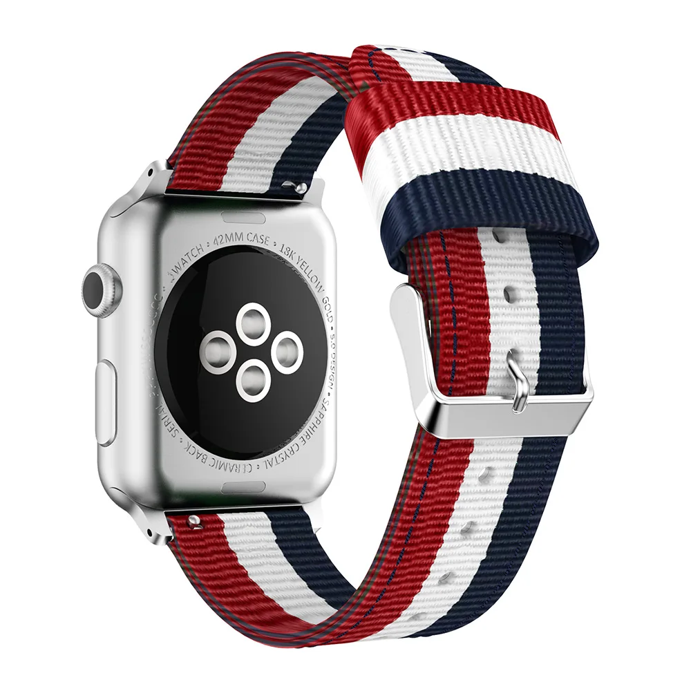 Ремешок нейлоновый для Apple Watch Цветной полосатый браслет Series 4 3 2 1 40 мм 44 38 42 -