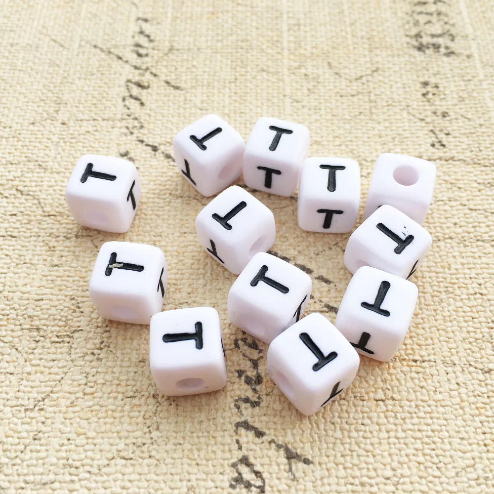 Wholesale Single T Printing Acrylic Letter Beads Cube 10*10MM Square Plastic Alphabet Lucite Jewelry Ornament Spacer Bead 550pcs
Wholesale Single T Printing Acrylic Letter Beads Cube 10*10MM Square Plastic Alphabet Lucite Jewelry Ornament Spacer Bead 550pcs