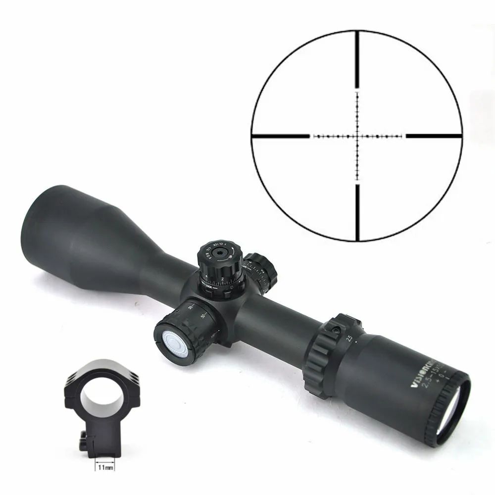 Visionking 2,5-15x50 30 мм трубный прицел первый фокусный Самолет Супер ударопрочные оптические прицелы тактический Дальний диапазон с 11 мм кольцами
Visionking 2,5-15x50 30 мм трубный прицел первый фокусный Самолет Супер ударопрочные оптические прицелы тактический Дальний диапазон с 11 мм кольцами