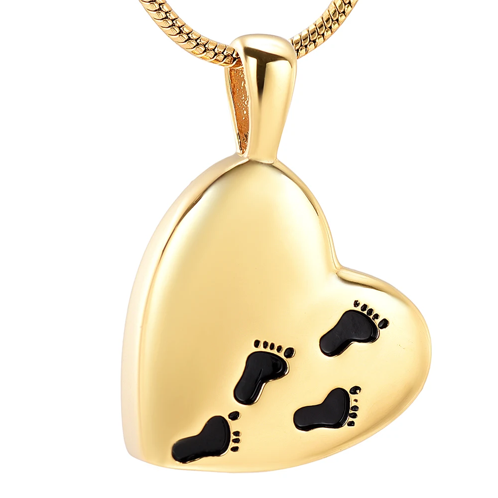 JJ12450 Gold Stainless Steel Keepsake Pendant Carved Loved One's Footprint In My Heart Memorial Urn Necklace For Cremation Ashes
JJ12450 Gold Stainless Steel Keepsake Pendant Carved Loved One's Footprint In My Heart Memorial Urn Necklace For Cremation Ashes